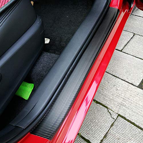 Buylogy® (Black) 4Pcs 23.6Inch Car Door Sill Protector, Automotive Door Sill Scuff Plate Film Carbon Fiber Vinyl Wrap Stickers, Anti Scratch Entry Guard - Image 1