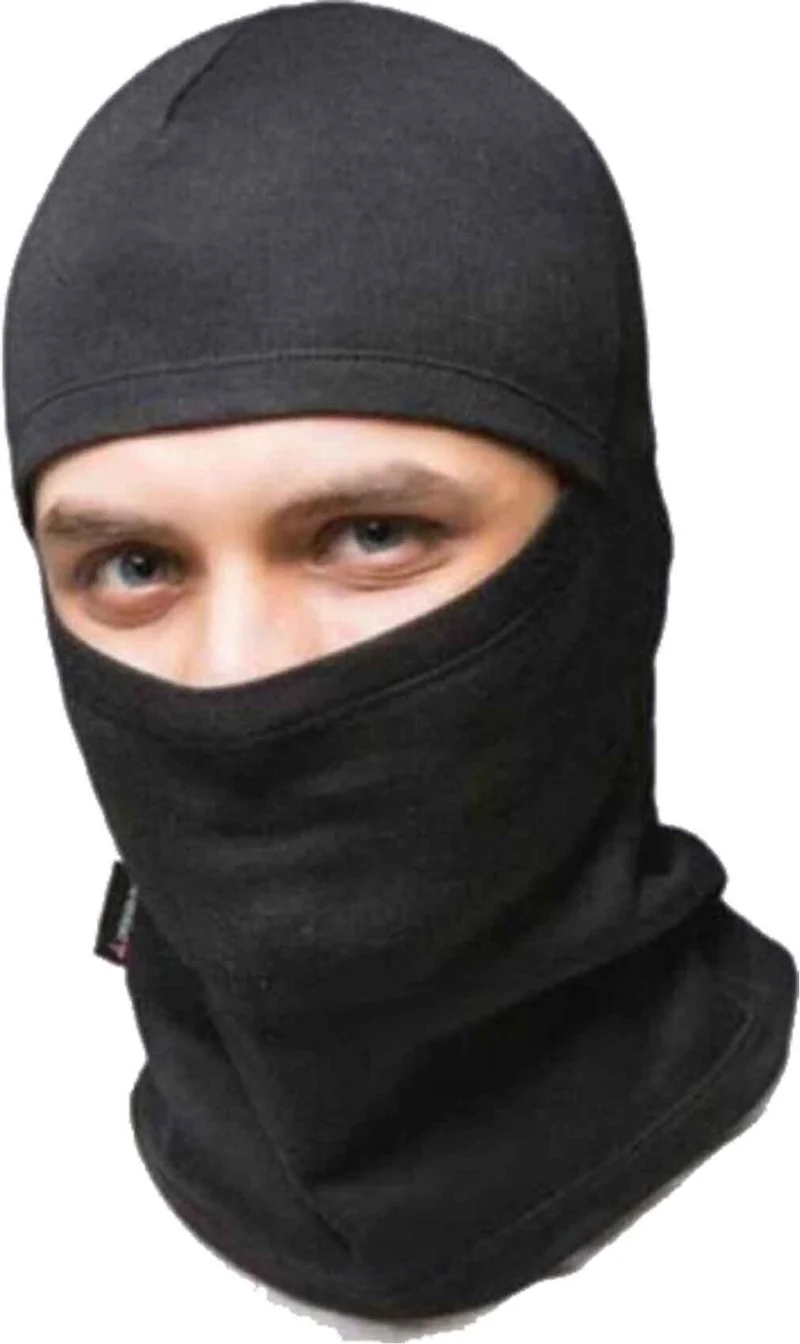 Royaleks Polar Thermal Snow Mask and Drawstring Neck Collar Beanie Black Set