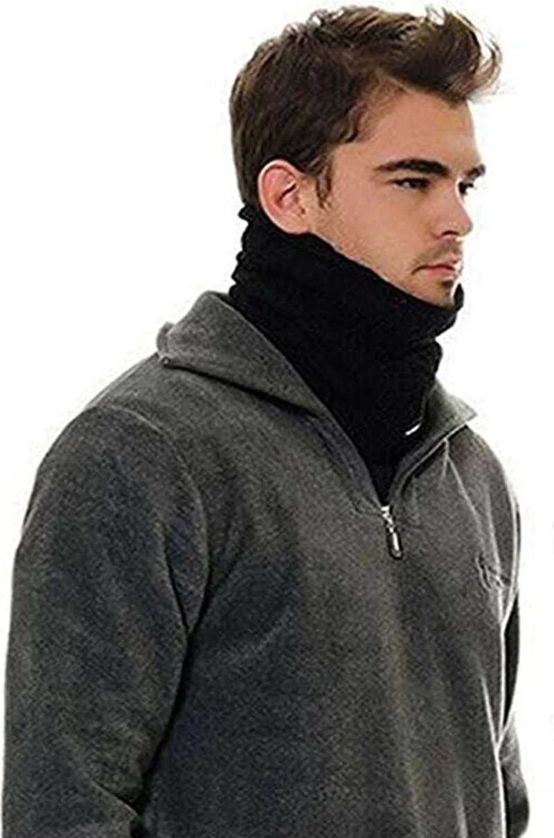 Royaleks Polar Thermal Snow Mask and Drawstring Neck Collar Beanie Black Set