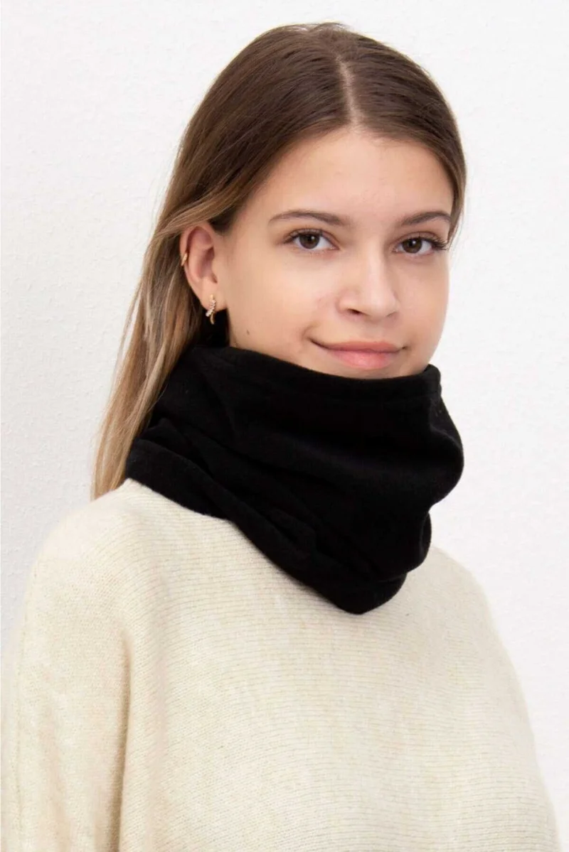 Royaleks Polar Thermal Snow Mask and Drawstring Neck Collar Beanie Black Set