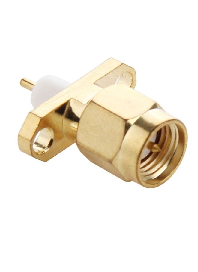 BURAQ 10 PCS Gold Plated SMA Male 2 Holes Panel Mount Short Dielectric Solder Connector Adapter  - Image 2
