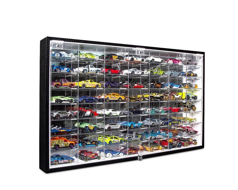 J JACKCUBE DESIGN JACKCUBE Design Hot Wheels 1/64 Scale Diecast Display Case Storage Cabinet Shelf Wall Mount Rack for 56 Hot Wheels(Black, 24.61 x 13.78 x 2.05 inches)-MK184 - Image 1