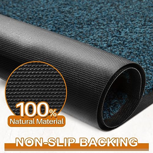Mibao Front Door Mat, Dirt Trapper Welcome Mat for Outdoor Indoor, Non-Slip Waterproof Doormat, Durable Machine Washable Low Profile Entry Rug for Back Door Outside Patio Porch, 36" x 24", Blue - Image 5