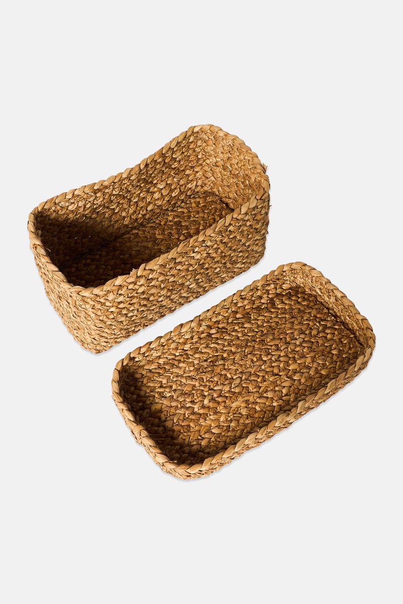 Muy Mucho Rectangular Sea Grass Basket With Lid, Tan - Image 2