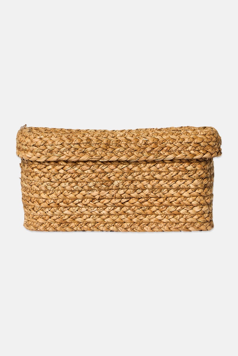 Muy Mucho Rectangular Sea Grass Basket With Lid, Tan - Image 1