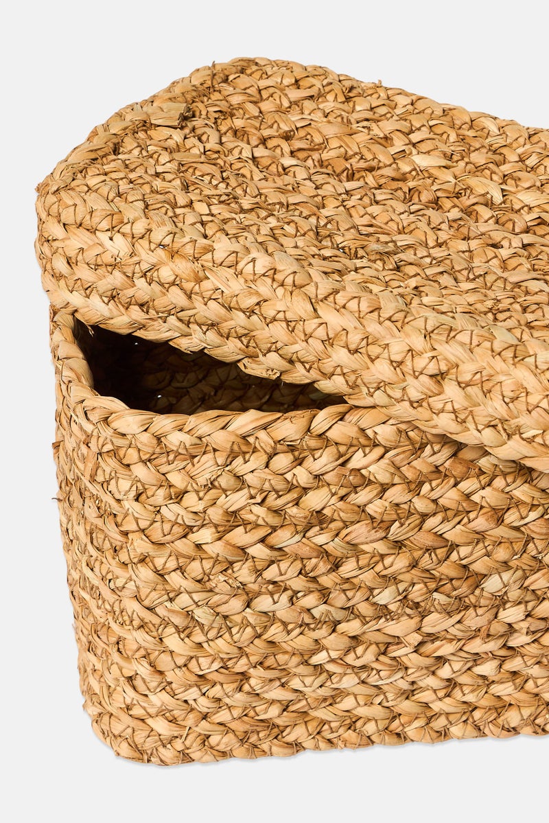 Muy Mucho Rectangular Sea Grass Basket With Lid, Tan - Image 3