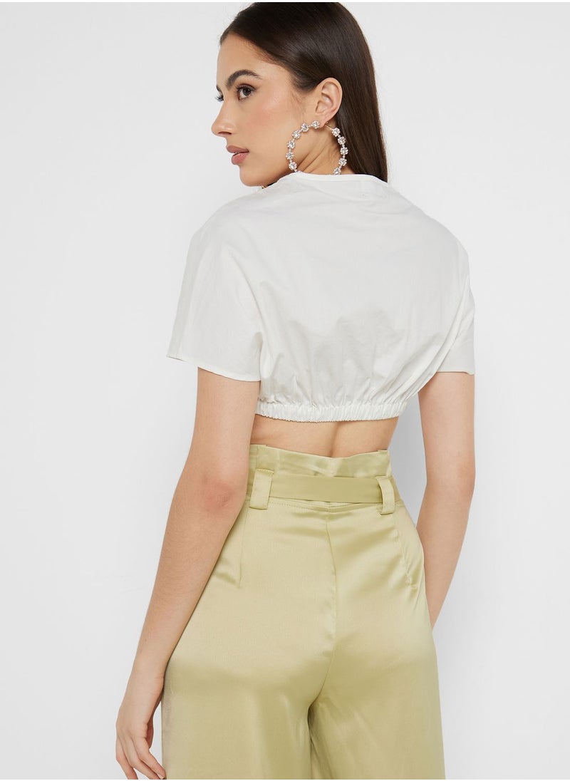 PUBLIC DESIRE - Surplice Neck Crop Top - Image 1