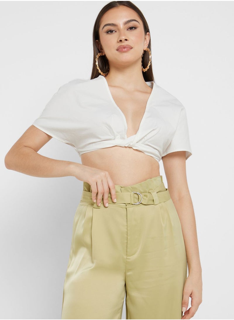 PUBLIC DESIRE - Surplice Neck Crop Top - Image 1