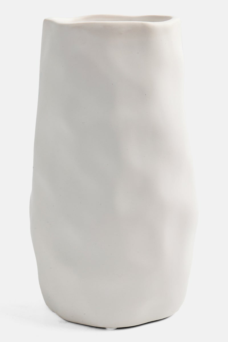 Muy Mucho Ceramic Decorated Flower Vase, White - Image 2