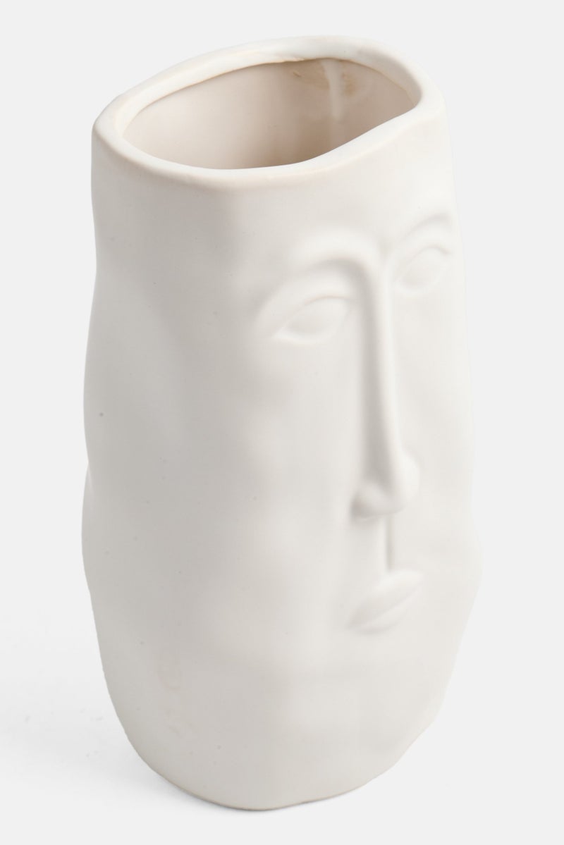 Muy Mucho Ceramic Decorated Flower Vase, White - Image 3