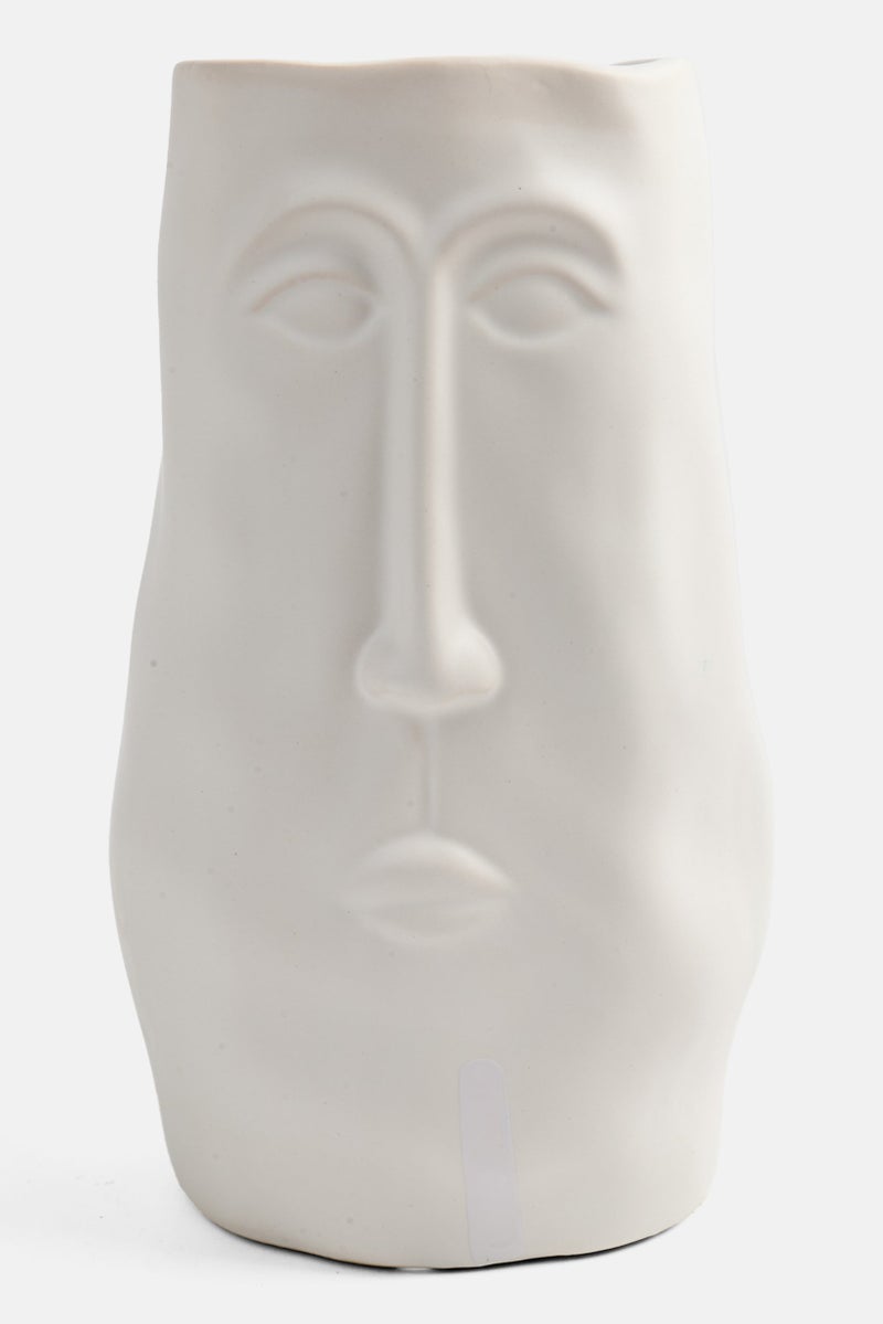 Muy Mucho Ceramic Decorated Flower Vase, White - Image 1