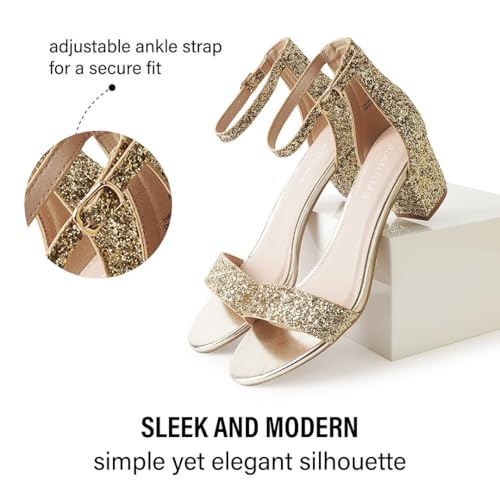 J. Adams J.Adams Daisy Heeled Sandals for Women – Wide Ankle Strap Low 2 Inch Kitten Short Block Heel, Open Toe Dress Shoes – Chunky Heels for Bridal, Wedding, Parties – Dressy Platform Sandals, Women's Shoes - Image 5