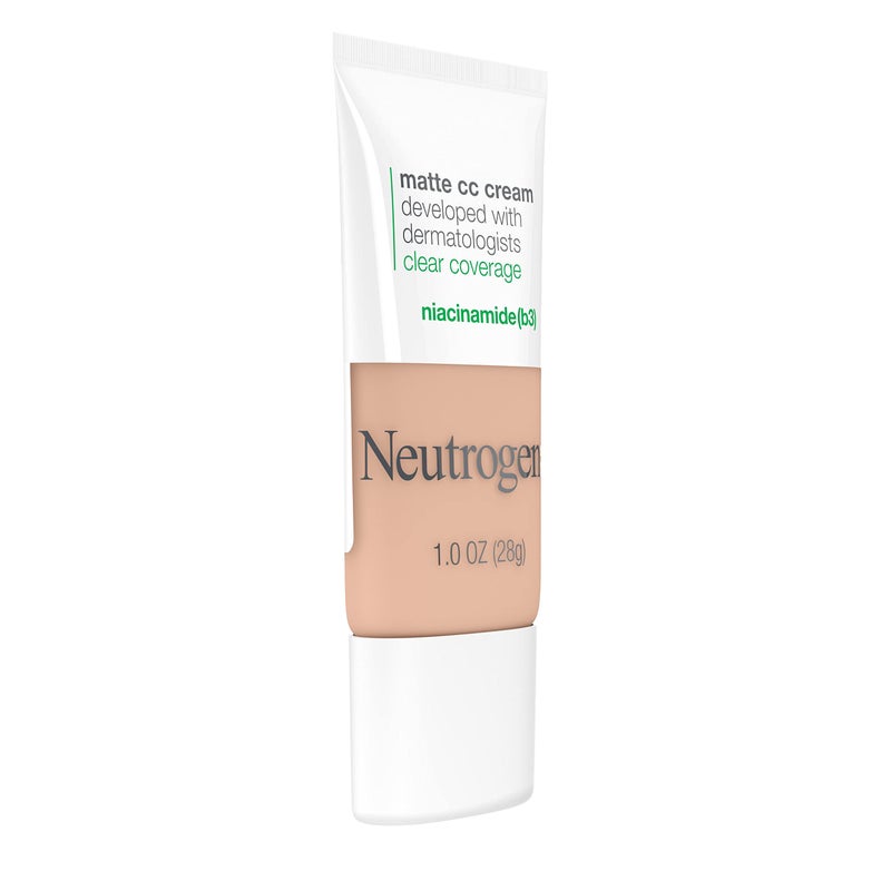 Neutrogena Clear Coverage Flawless Matte CC Cream, Full-Coverage Color Correcting Cream Face Makeup with Niacinamide (b3), Hypoallergenic, Oil Free & Fragrance Free, Barley Beige, 1 oz - Image 4
