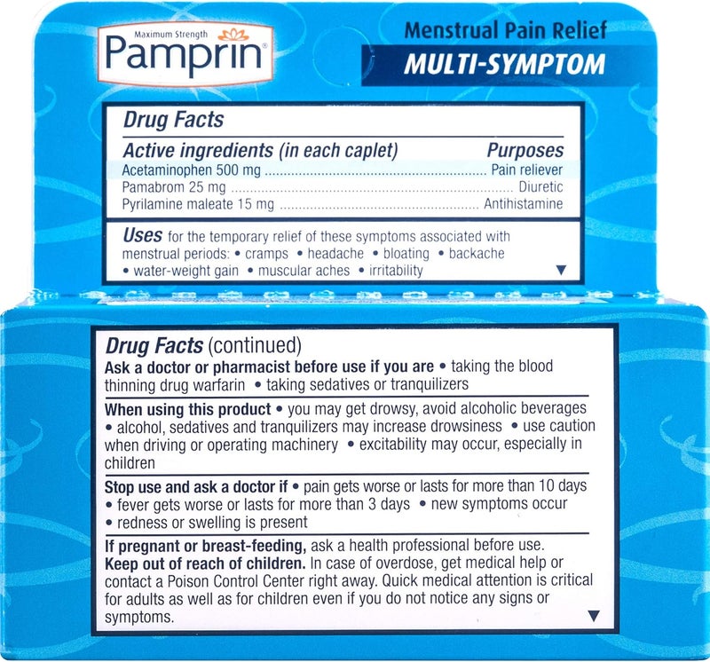 Pamprin MultiSymptom Caplets 40 Caplets Pack of 4 - Image 2