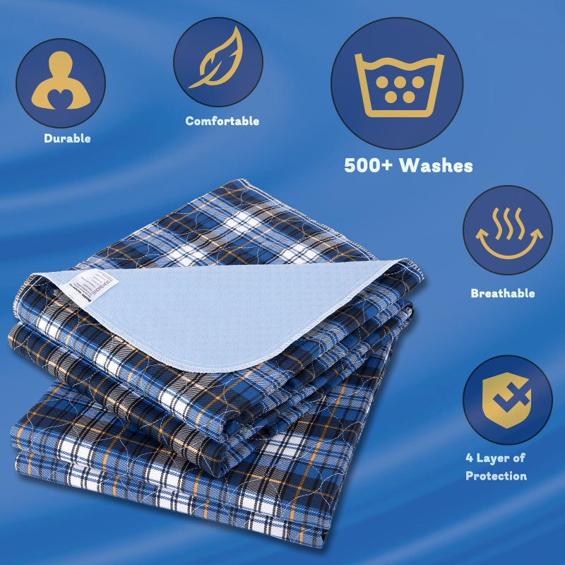 Brosive وسادات سرير غير قابلة للانزلاق للاستخدام في حالات السلس قابلة للغسل (36" × 52"|عبوة 2)، وسادات سرير مقاومة للماء، وسادات سرير قابلة للغسل للبالغين، للكلاب، للأطفال - Image 4