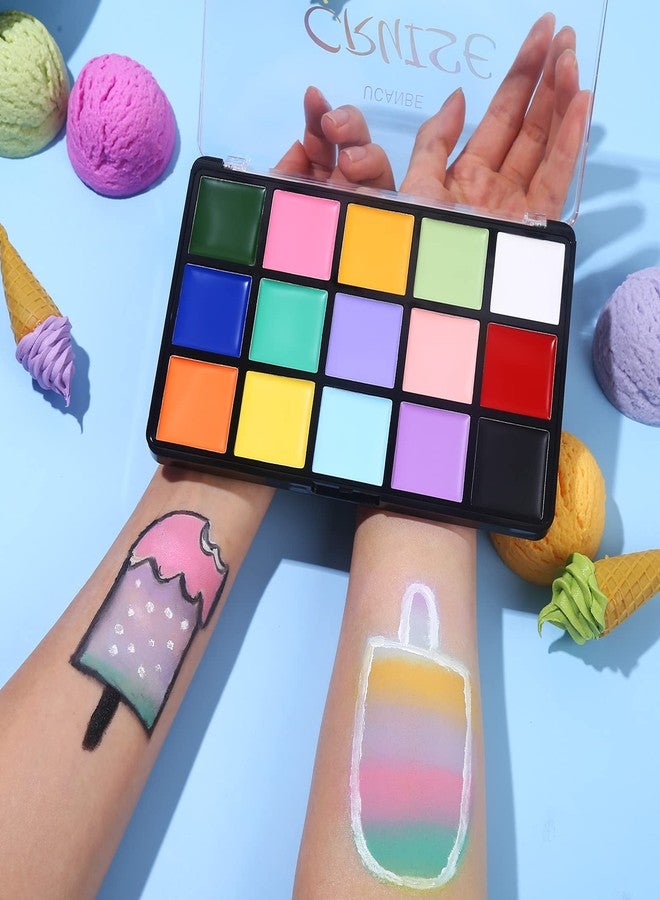 UCANBE Face Body Paint Oil, 15 Macaron Colors Professional Makeup Palette - Non Toxic Hypoallergenic Safe Facepaint for Halloween, Cosplay Costumes, Parties and Festivals - Image 4