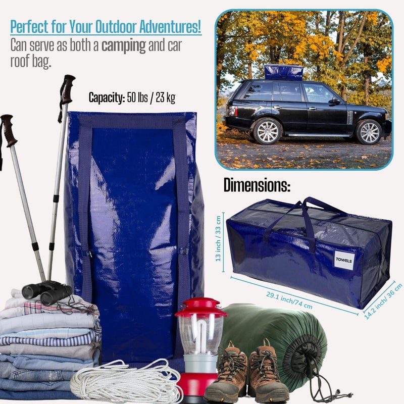 VENO 10 Pack Moving Bags w/Backpack Straps, Heavy Duty, Moving Boxes Alternative, Packing Supplies, Large Storage Totes for Dorm Room Essentials with Zipper for Clothes (Blue, 10 Pack) - Image 5