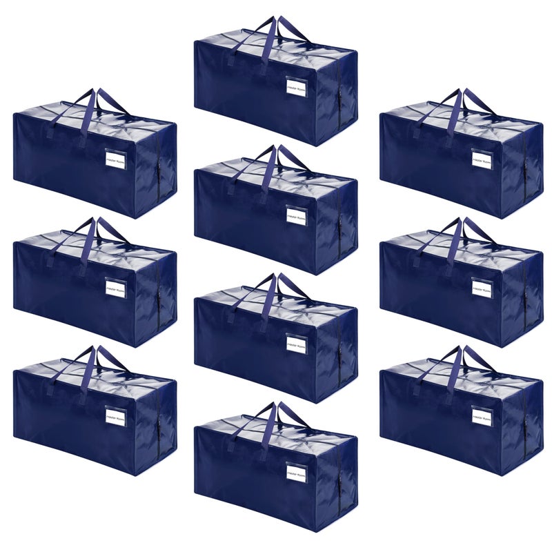 VENO 10 Pack Moving Bags w/Backpack Straps, Heavy Duty, Moving Boxes Alternative, Packing Supplies, Large Storage Totes for Dorm Room Essentials with Zipper for Clothes (Blue, 10 Pack) - Image 1