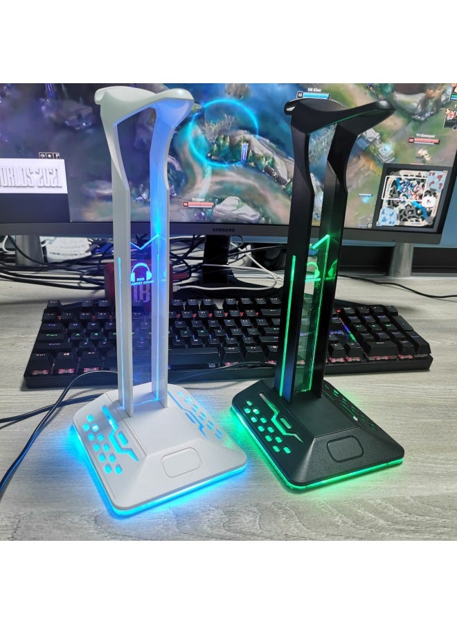 Headphone Stand RGB Popular Color-changing Luminous Colorful E-sports RGB Headphone Stand Gift USB Stand-Color:Black-Style:G2  - Image 2