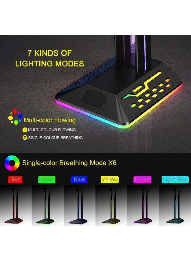 Headphone Stand RGB Popular Color-changing Luminous Colorful E-sports RGB Headphone Stand Gift USB Stand-Color:Black-Style:G2  - Image 3