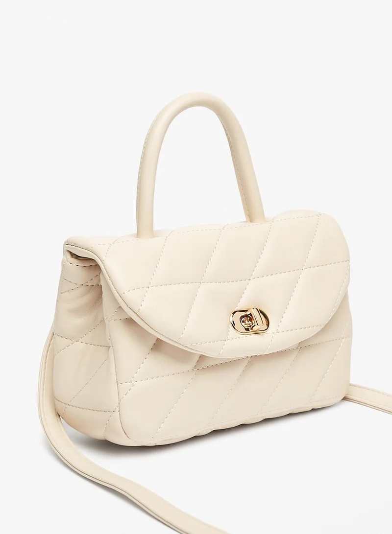 Flora Bella By Shoexpress Womens Quilted Satchel Bag with Chain Strap and Metallic Twist Clasp Ramadan Collection