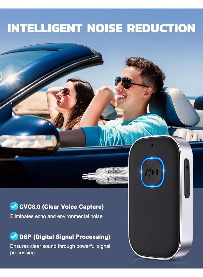 Bluetooth 5.0 Receiver for Car, Noise Cancelling Bluetooth AUX Adapter, Bluetooth Music Receiver for Home Stereo/Wired Headphones/Hands-Free Call,16H Battery Life-Black+Silver - Image 5