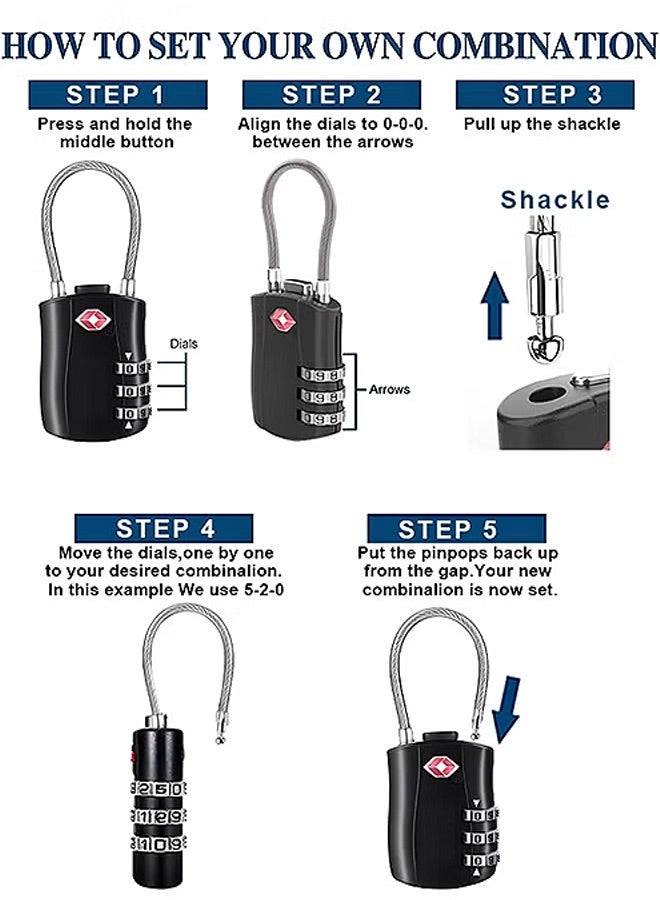 Photon 2 Pack TSA Approved Luggage Combination Locks, Combination Padlock with Alloy Body TSA Lock for Luggage Travel Bag, Lockers, Gym Bike Locks or Other - Image 4