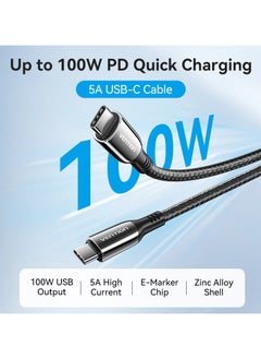 VENTION Vention Cotton Braided USB 2.0 C Male to C Male 5A Cable 1.2M Black Zinc Alloy Type  - Image 2