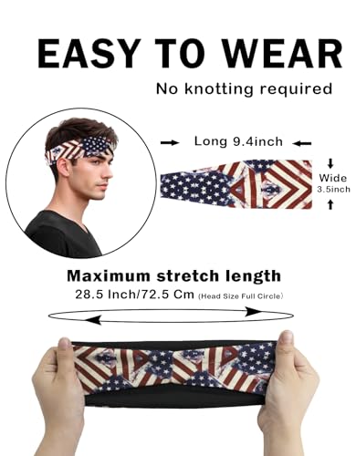 JHYWELL Headbands for Men & Women, Patriotic Headband Non-Slip Sweatband for Sports, USA Sweat Head Bands, US Flags Hairbands Sweatbands for Running Cycling Yoga Workout Football Tennis (Flag Designs) - Image 4