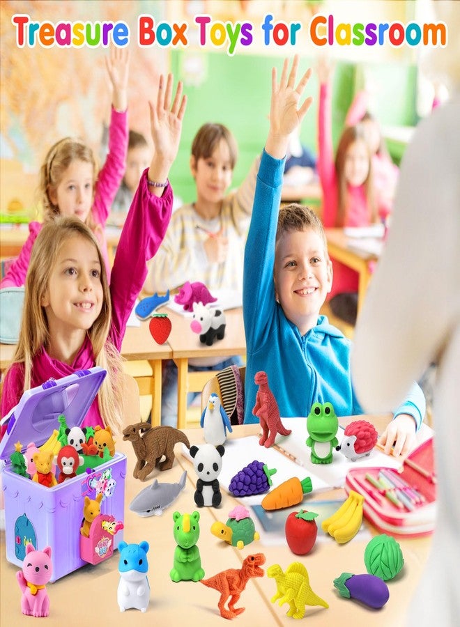 Palmatte 40PCS Mini Animal Erasers Kids Prizes Treasure Box Toys Classroom Rewards Desk Pets Pencil Erasers Bulk Cute School Supplies Kids Party Favors Goodie Bag Stocking Stuffers Easter Egg Fillers - Image 2