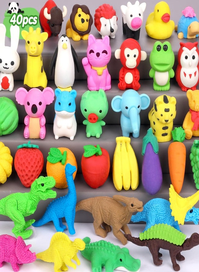Palmatte 40PCS Mini Animal Erasers Kids Prizes Treasure Box Toys Classroom Rewards Desk Pets Pencil Erasers Bulk Cute School Supplies Kids Party Favors Goodie Bag Stocking Stuffers Easter Egg Fillers - Image 1