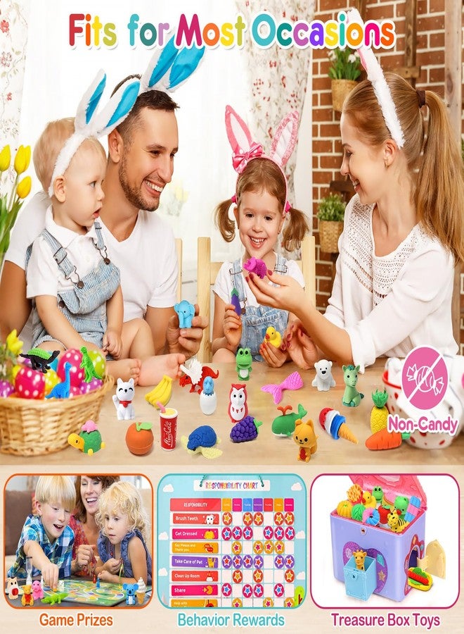 Palmatte 40PCS Mini Animal Erasers Kids Prizes Treasure Box Toys Classroom Rewards Desk Pets Pencil Erasers Bulk Cute School Supplies Kids Party Favors Goodie Bag Stocking Stuffers Easter Egg Fillers - Image 3