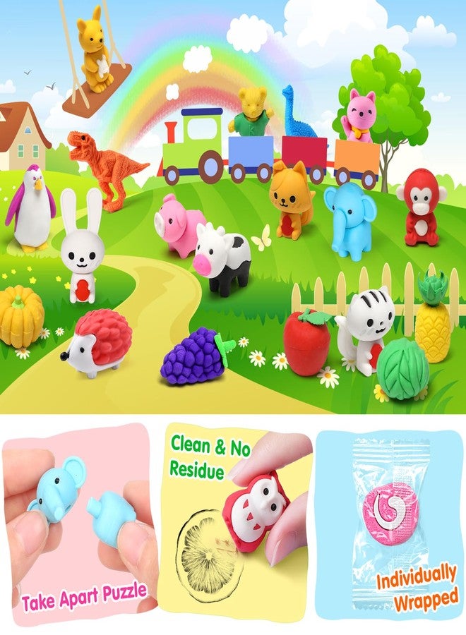 Palmatte 40PCS Mini Animal Erasers Kids Prizes Treasure Box Toys Classroom Rewards Desk Pets Pencil Erasers Bulk Cute School Supplies Kids Party Favors Goodie Bag Stocking Stuffers Easter Egg Fillers - Image 5