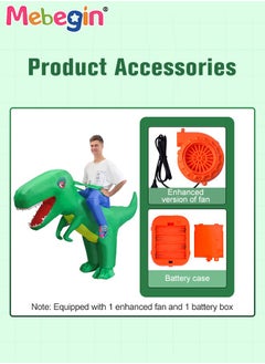 MEBEGIN Inflatable Dinosaur Costume, Dinosaur Rider Outfit with Blower and Battery Case, Cartoon Doll Clothing, Funny Blow up Pretend Toy Costume for Dess up Parties, Festivals and Cosplay Games, Suitable 150-190cm Height, 4 AA Batteries Required(Not Included)  - Image 3