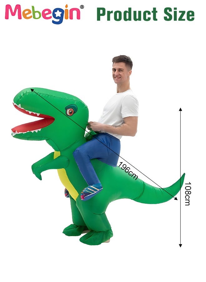 MEBEGIN - Inflatable Dinosaur Costume, Dinosaur Rider Outfit with Blower and Battery Case, Cartoon Doll Clothing, Funny Blow up Pretend Toy Costume for Dess up Parties, Festivals and Cosplay Games, Suitable 150-190cm Height, 4 AA Batteries Required(Not Included) - Image 1