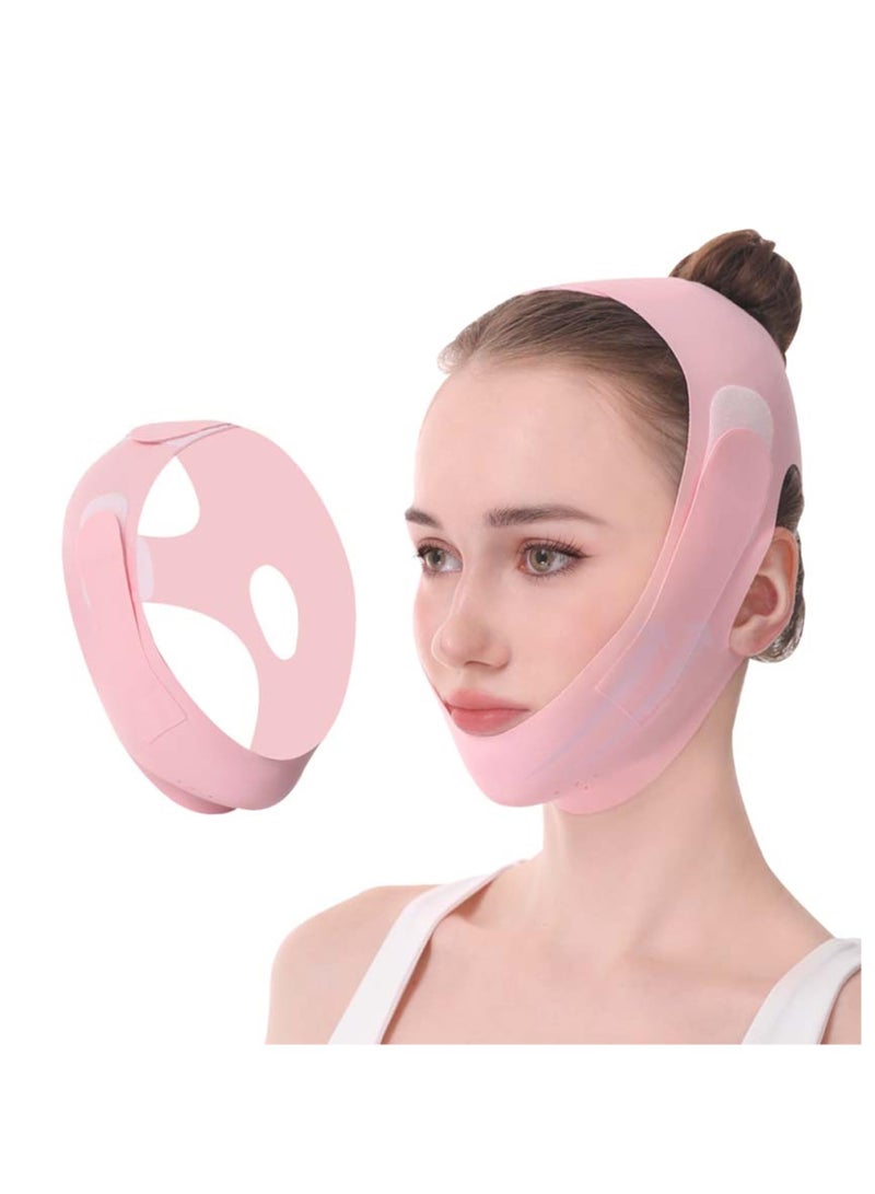 SYOSI 1 Pcs Facial Lifting Belt Face Lift Band Soothing Comfy Double Chin Reducing Device with Thin Female Shaper Reusable Breathable and Comfortable V Line Mask Pink - Image 1
