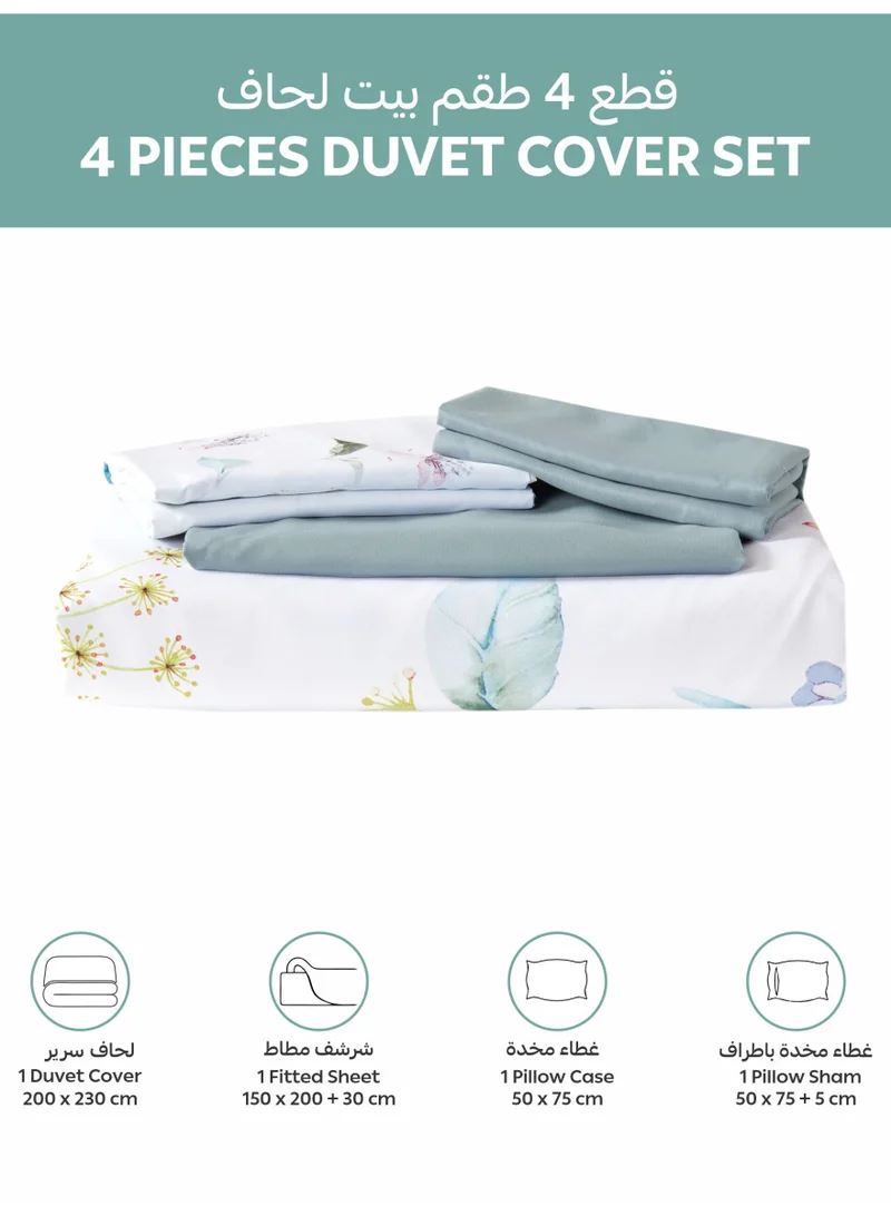 Donetella Digital Print Duvet cover Set,Queen Size 200x230 cm - 4-Pcs Bed Set, ,Emirate Collection, Microfiber - 1 Duvet Cover, 1 Fitted Sheet, 1 Pillow Shams, 1 Pillowcases (Filler Not Include)