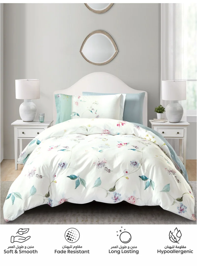 Donetella Digital Print Duvet cover Set,Queen Size 200x230 cm - 4-Pcs Bed Set, ,Emirate Collection, Microfiber - 1 Duvet Cover, 1 Fitted Sheet, 1 Pillow Shams, 1 Pillowcases (Filler Not Include)