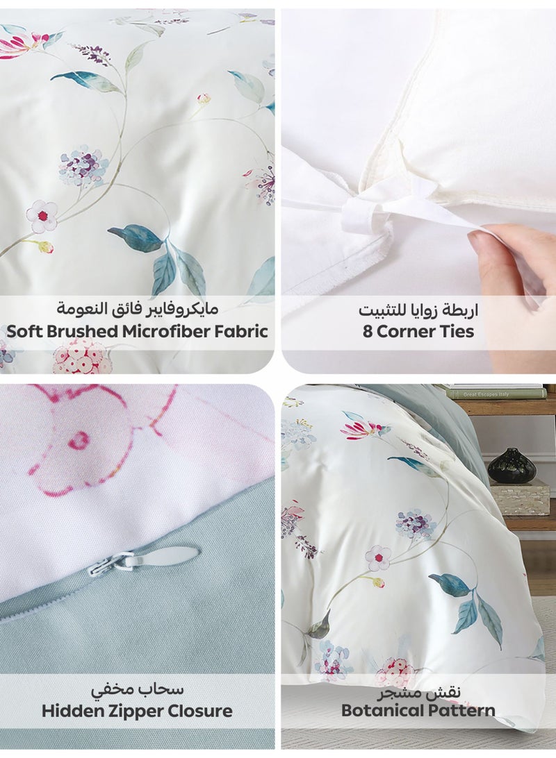 دوناتيلا طقم غطاء لحاف مشجر 4 قطع مقاس كوين يناسب سرير 150×200 سم مايكروفايبر ناعم , تصميم راقي و انيق , يناسب جميع الفصول (لا يشمل حشوة اللحاف)  - Image 5