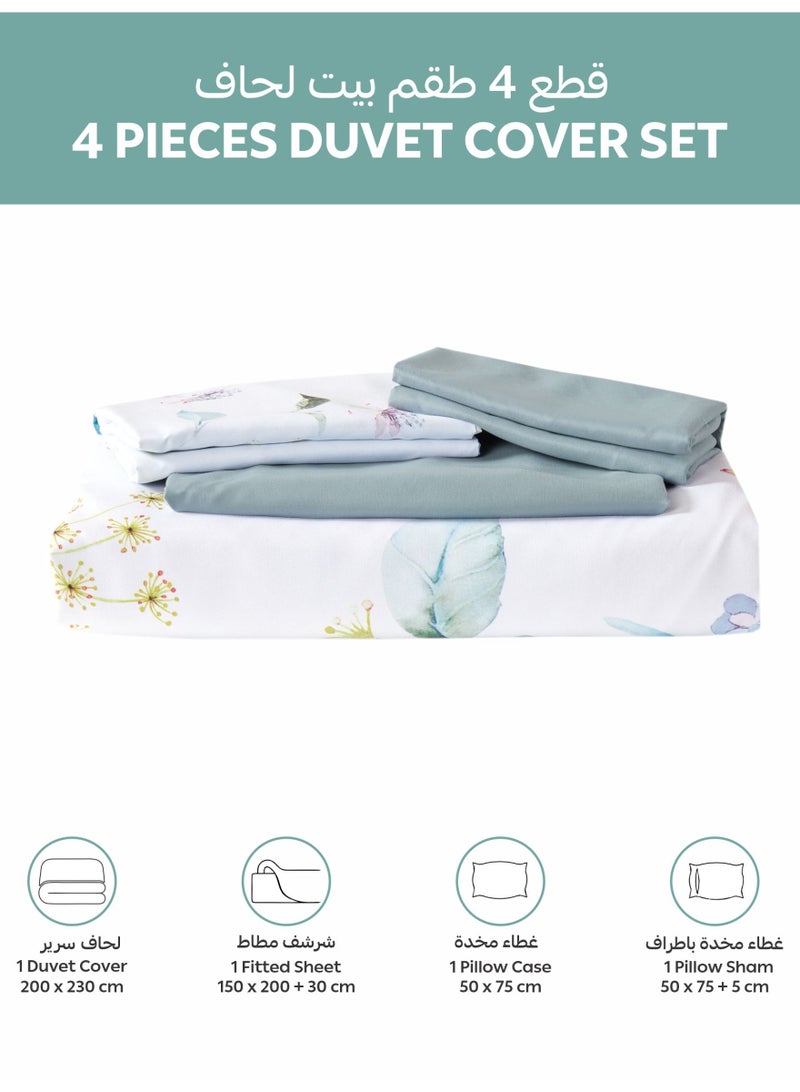 Donetella Digital Print Duvet cover Set,Queen Size Fits 150x200 cm - 4-Pcs Bed Set, ,Emirate Collection, Microfiber - 1 Duvet Cover, 1 Fitted Sheet, 1 Pillow Shams, 1 Pillowcases (Filler Not Include) - Image 3