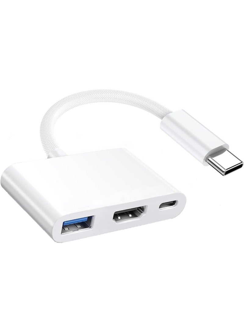 محول معتمد من Apple (MFi) من نوع USB-C إلى HDMI بجودة 8K@30Hz لهواتف iPhone 17/16/15، مع منفذ شحن بقدرة 100W ومنفذ USB 3.2، كابل من Type-C إلى HDTV لهواتف Galaxy S26/S25/S24 وMacBook Pro/Air وiPad Pro إلى التلفزيون أو جهاز العرض أو الشاشة. - Image 1