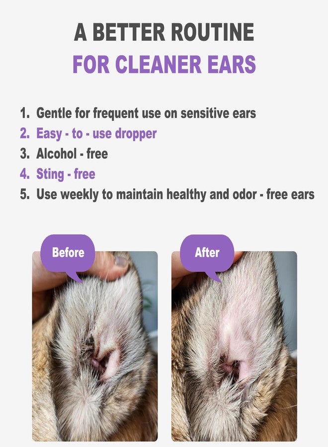 Marimer Ear Cleanser for Dogs and Cats - 5.07oz Gentle Daily Ear Wash with Natural Lactic & Malic Acid - Long Nozzle for Deep Ear Cleaning - Removes Wax, Odor & Moisture - Alcohol-Free Formula - Image 4