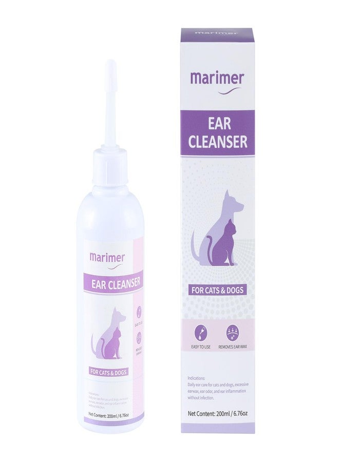 Marimer Ear Cleanser for Dogs and Cats - 5.07oz Gentle Daily Ear Wash with Natural Lactic & Malic Acid - Long Nozzle for Deep Ear Cleaning - Removes Wax, Odor & Moisture - Alcohol-Free Formula - Image 1