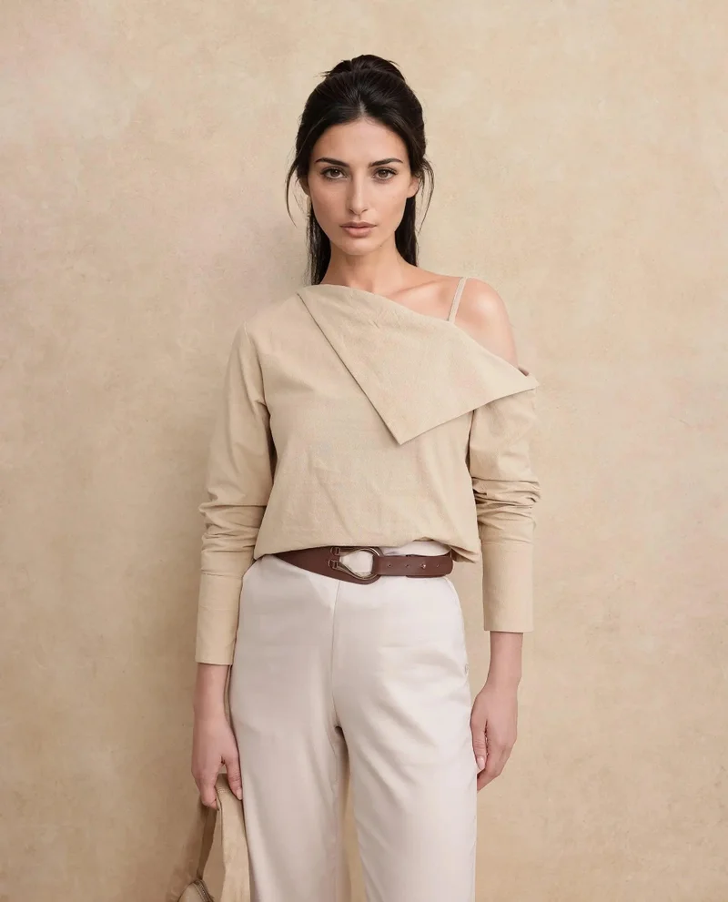 ريريزم Women's Bishop Sleeve Plain Top