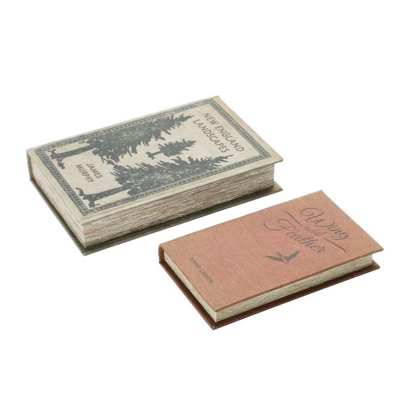 Creative Co-op MDF & Canvas Book Storage Boxes, Set of 2 New England Landscapes - Image 5