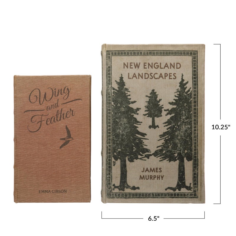 Creative Co-op MDF & Canvas Book Storage Boxes, Set of 2 New England Landscapes - Image 2