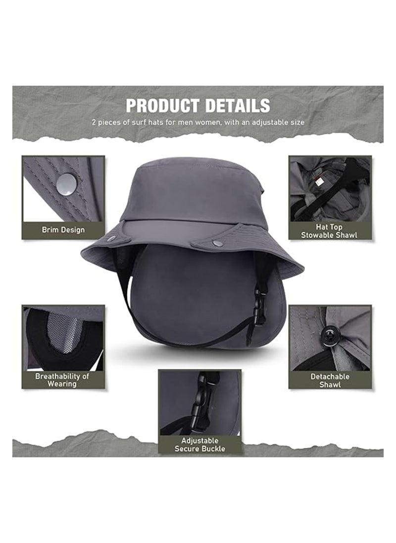 SYOSI - 2 Pcs Bucket Hats for Men Women Surf Hat with Chin Straps Sun Hats for Hiking Surfing Camping Boating Water Sports - Image 1
