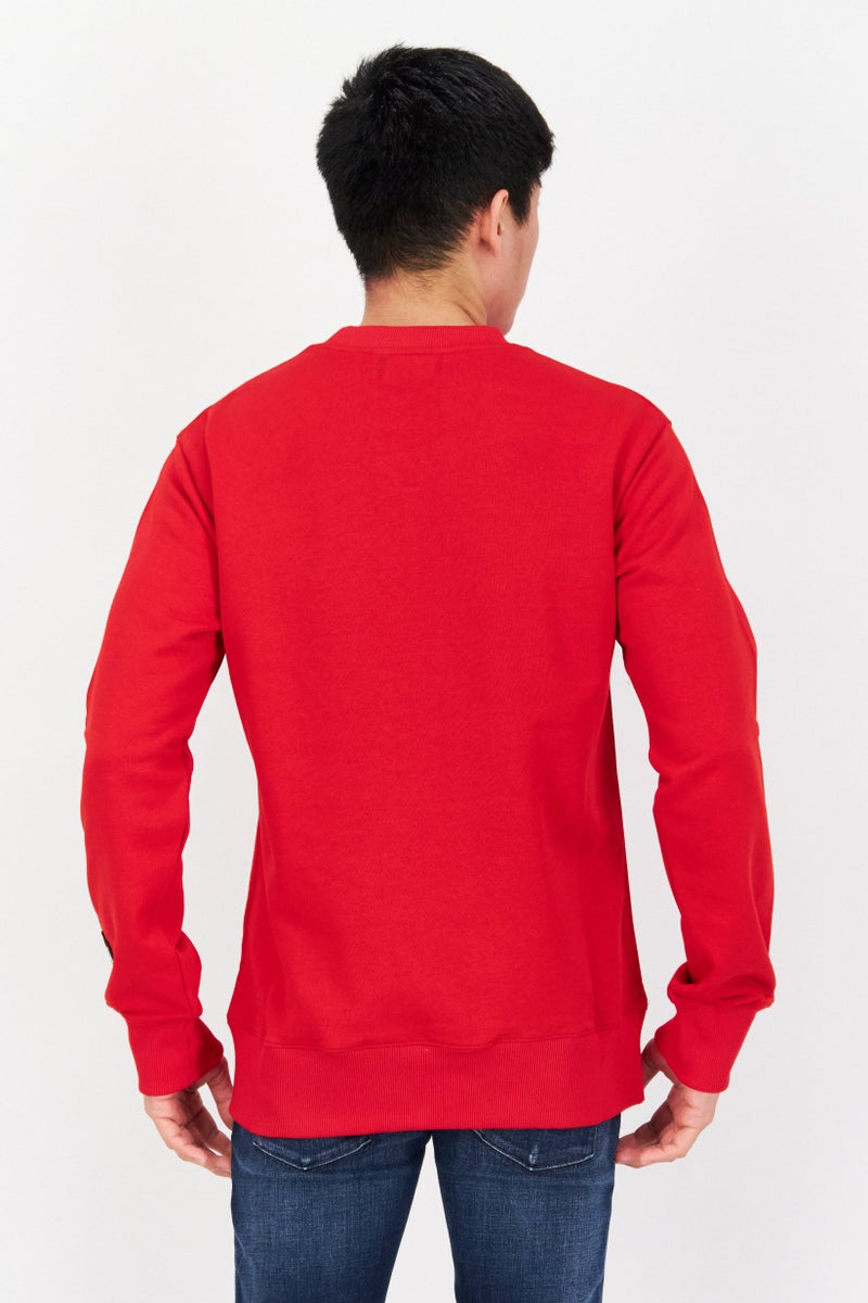KA-1 Men  Round Neck Long Sleeve Graphic Sweatshirt, Red - Image 3