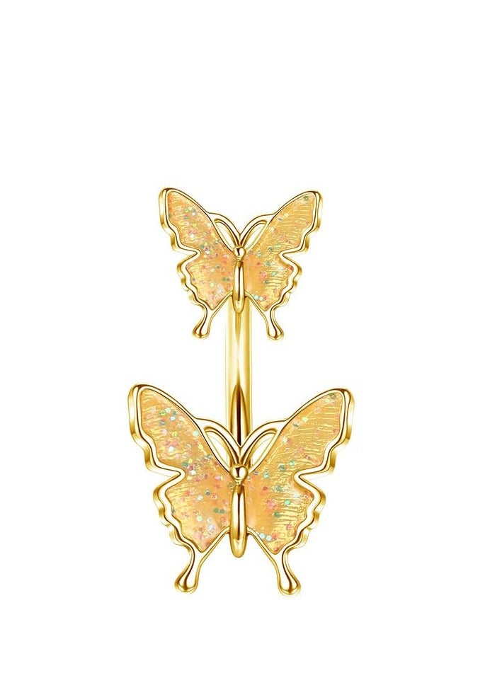 5 pcs Stainless Steel Belly Piercing Ring for Fashion-Women  Gold Belly Piercing belly Button Bar Sparkling Navel Ring Gold Body Piercing Set - Image 2