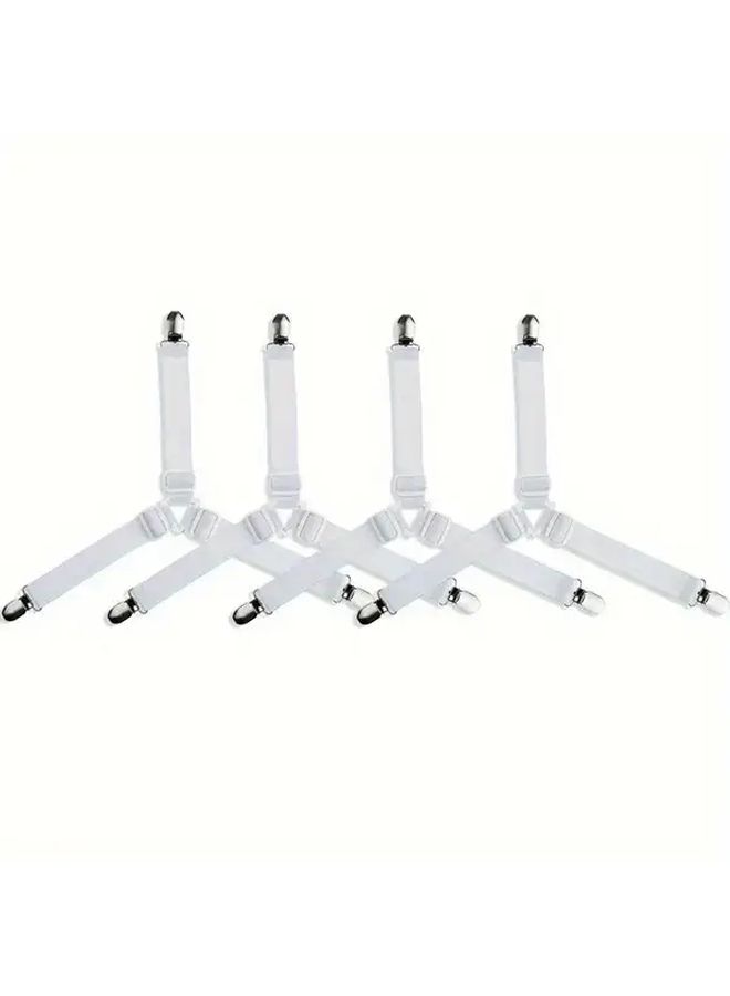 4pcs White Triangle Bed Sheet Clips Heavy Duty Adjustable No Drill Installation - Image 5